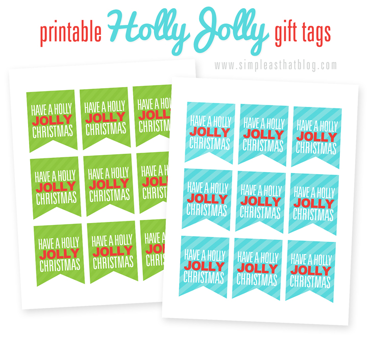 Ivory/Kraft Brown Personalised DIY sheets of 'Holly Jolly' Christmas' tags 