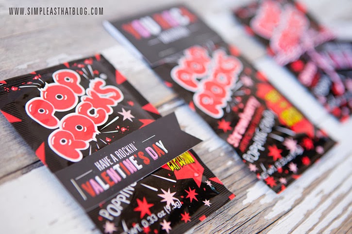 Free Pop Rocks Valentines. Attach to a package of of Pop Rocks for cute, fun and budget-friendly classroom treats or party favours this Valentine's Day!