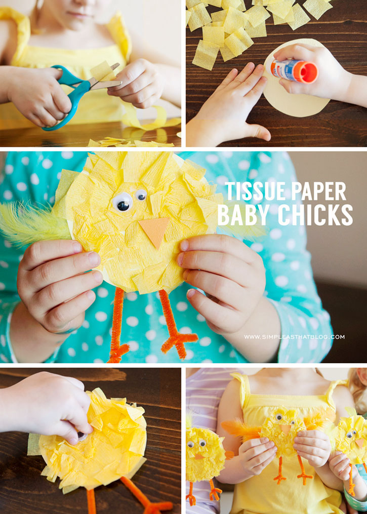 Spring Kids Craft  Tissue Paper Baby Chicks