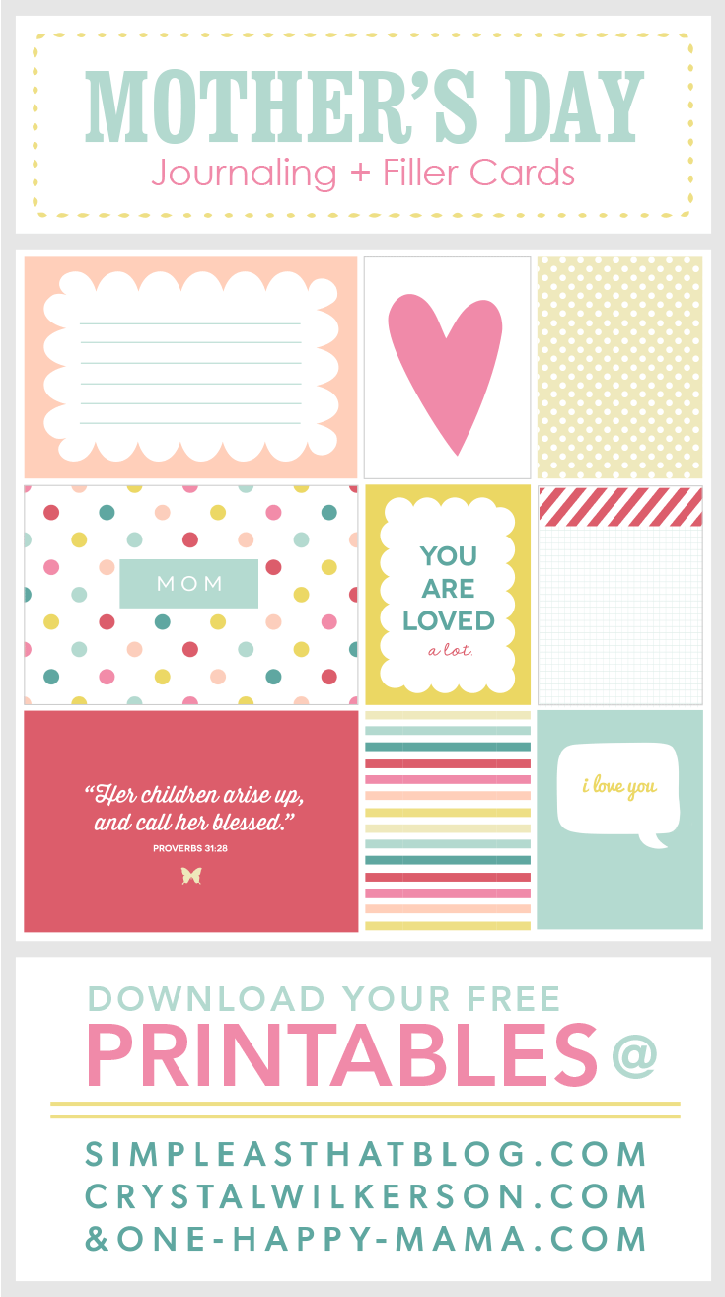 Free Mother's Day themed Journaling and Filler cards available at www.simpleasthatblog.com. 
