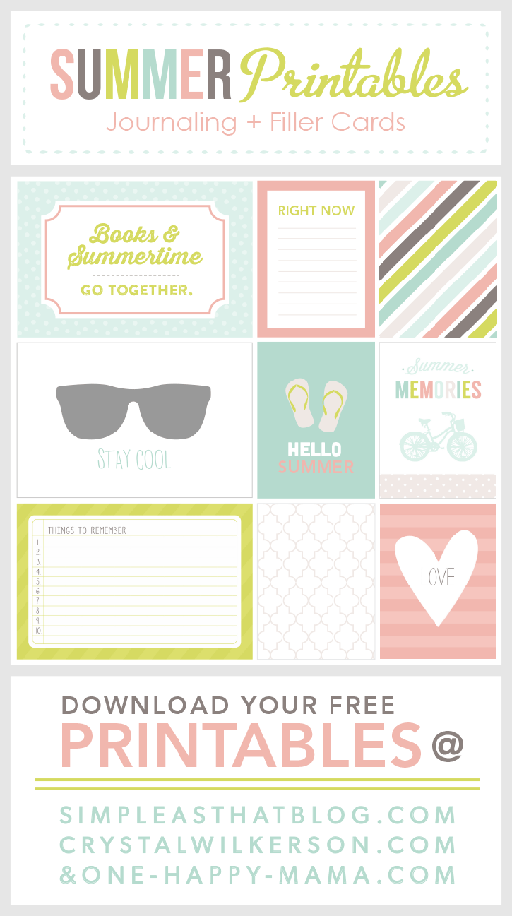 Summer themed journaling and filler cards. Free download!