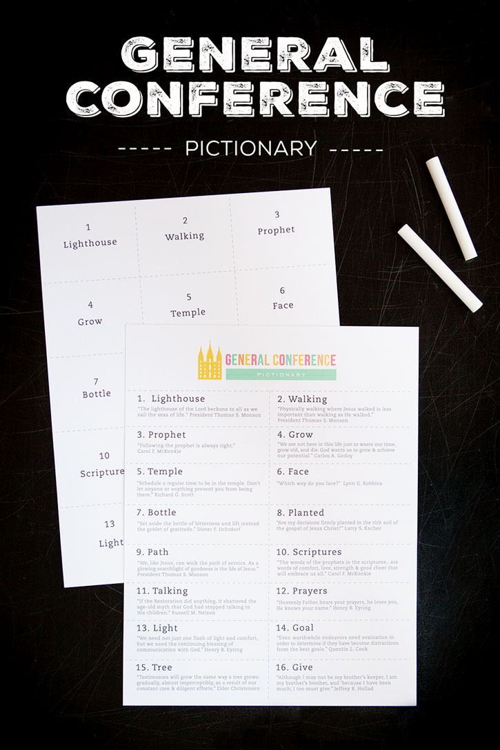 General Conference Review Pictionary Game // Free Printables