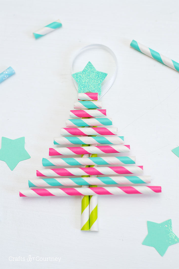 Paper Straw Christmas Tree Ornament Craft Kit - Makes 12