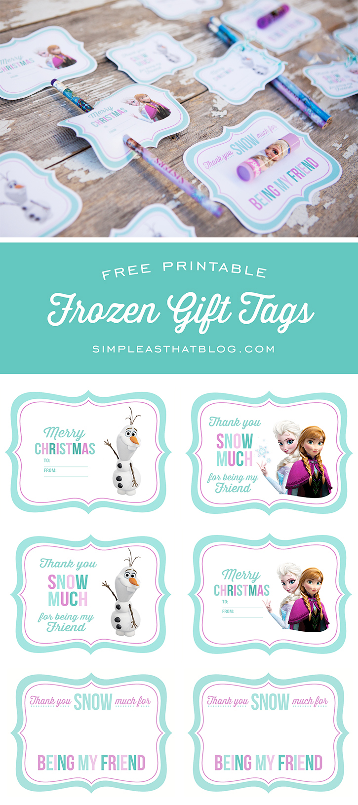 Free Printable Disney Frozen Gift Tags plus simple and inexpensive friend gift ideas for kids.