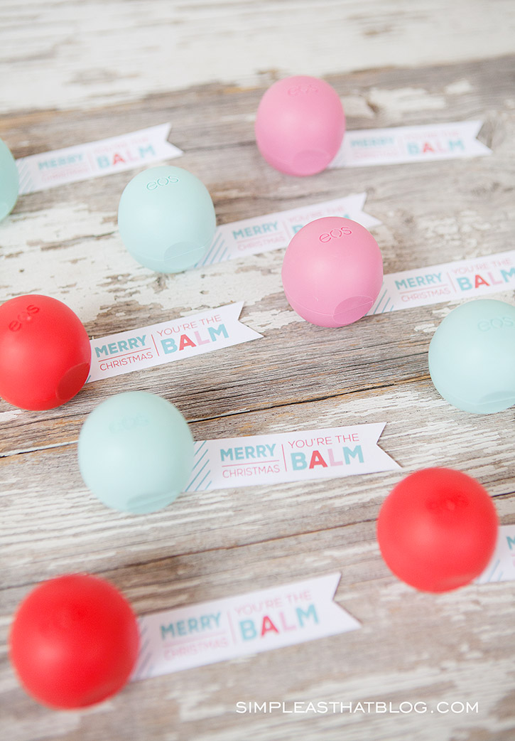EOS Lip Balm "Candies" and FREE Printable Gift Tags. Simple and inexpensive Christmas gift idea for friends, tweens, teachers.