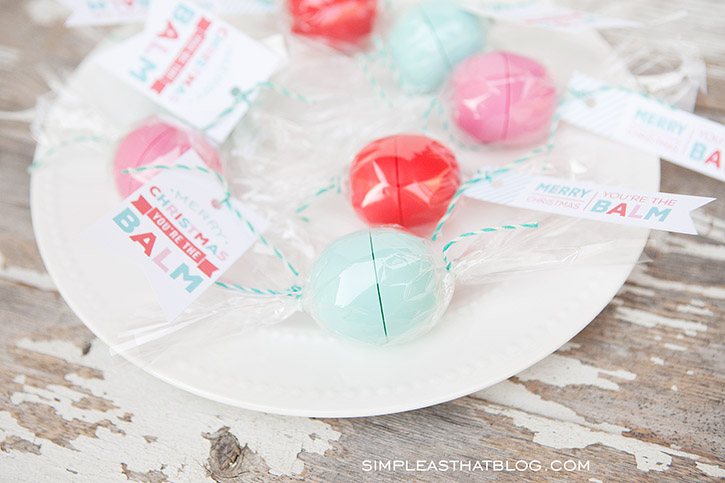 EOS Lip Balm "Candies" and FREE Printable Gift Tags. Simple and inexpensive Christmas gift idea for friends, tweens, teachers.