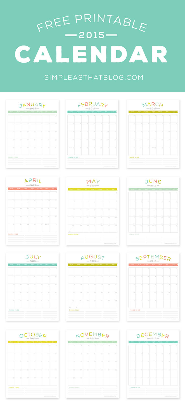 Free Printable 2015 Calendars, image size:725x1579