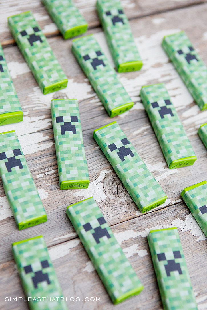 printable minecraft valentines with creeper gum wrappers