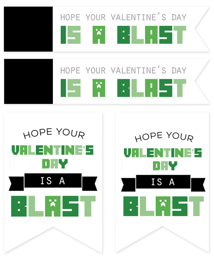 Free printable Minecraft Valentine's Day gift tags.
