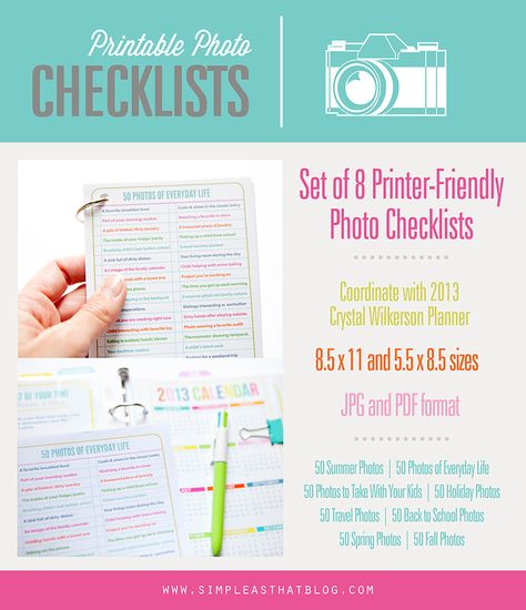 Printable Photo Checklists to help you capture every season!