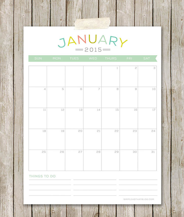 Free printable 2015 Calendars | Simple as That Blog