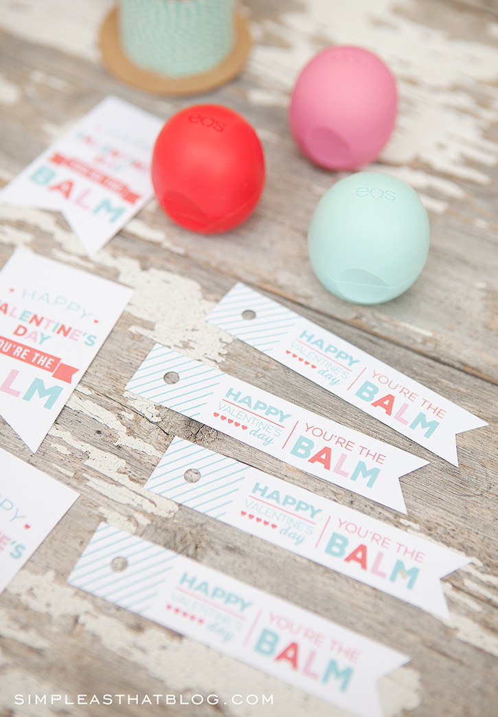 Turn your favorite EOS lip balm into a cute candy gift using a short list of supplies and these free printable "you're the balm" gift tags!