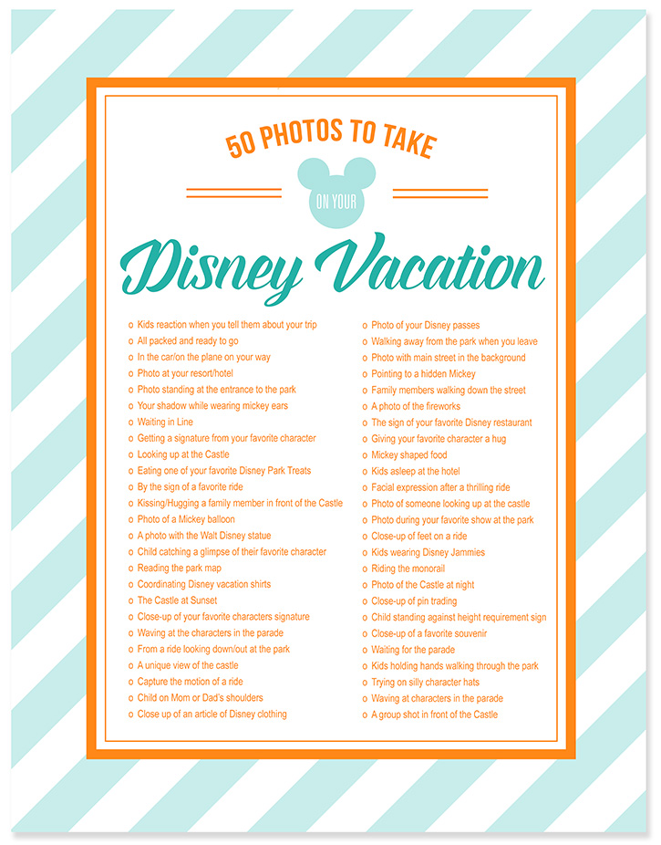 Free Disney Photos Checklist