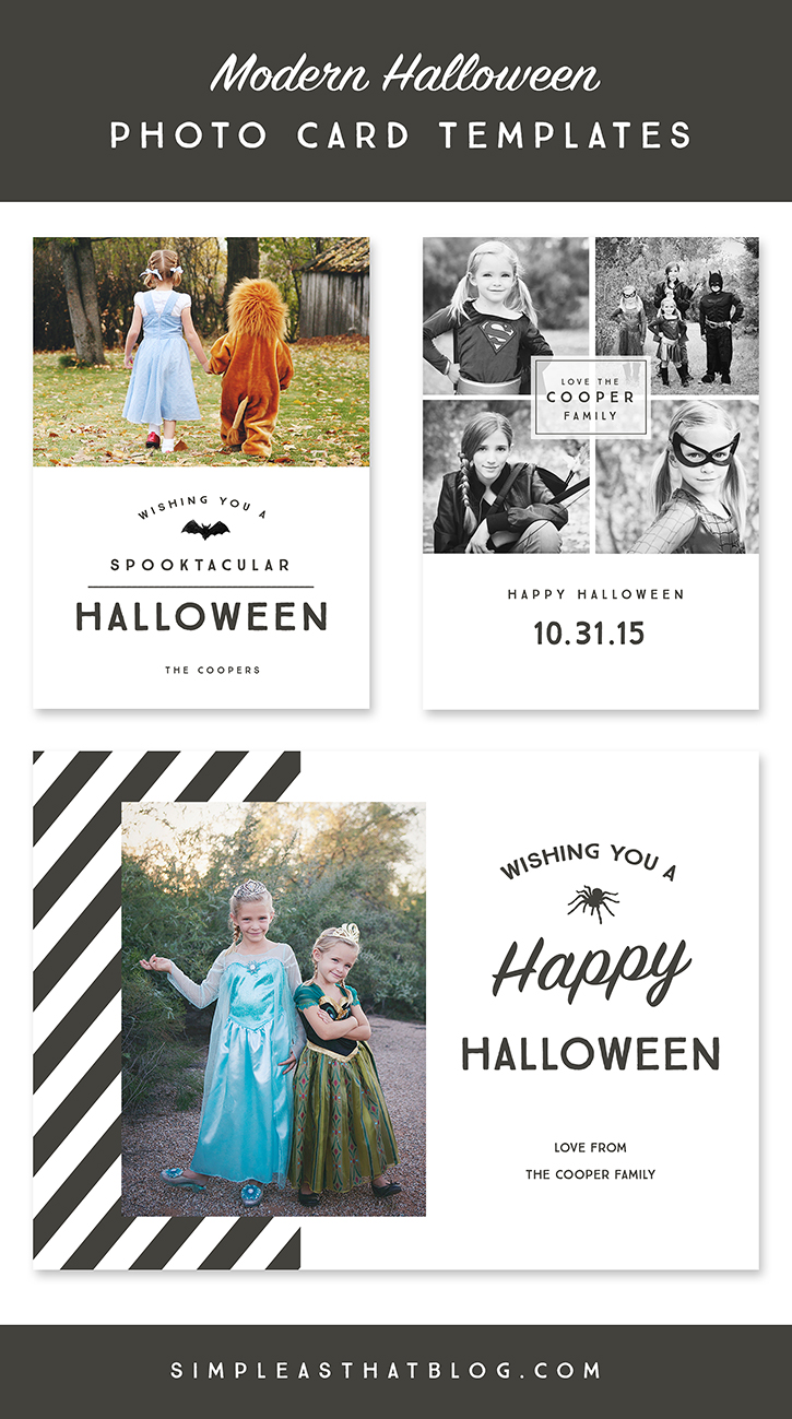 Modern Halloween Photo Card Templates | simpleasthatblog.com