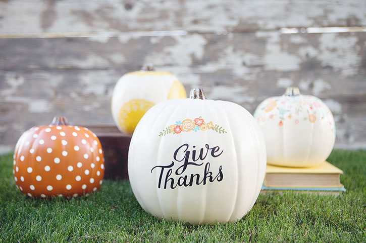 Nothing says Fall like pumpkins, but if pumpkin carving just isn't for you, not to worry! Using faux craft pumpkins as your canvas, create your own hand-painted Fall decor that can be used year after year!