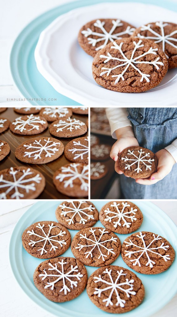 Ginger Crinkle Snowflake Christmas Cookies