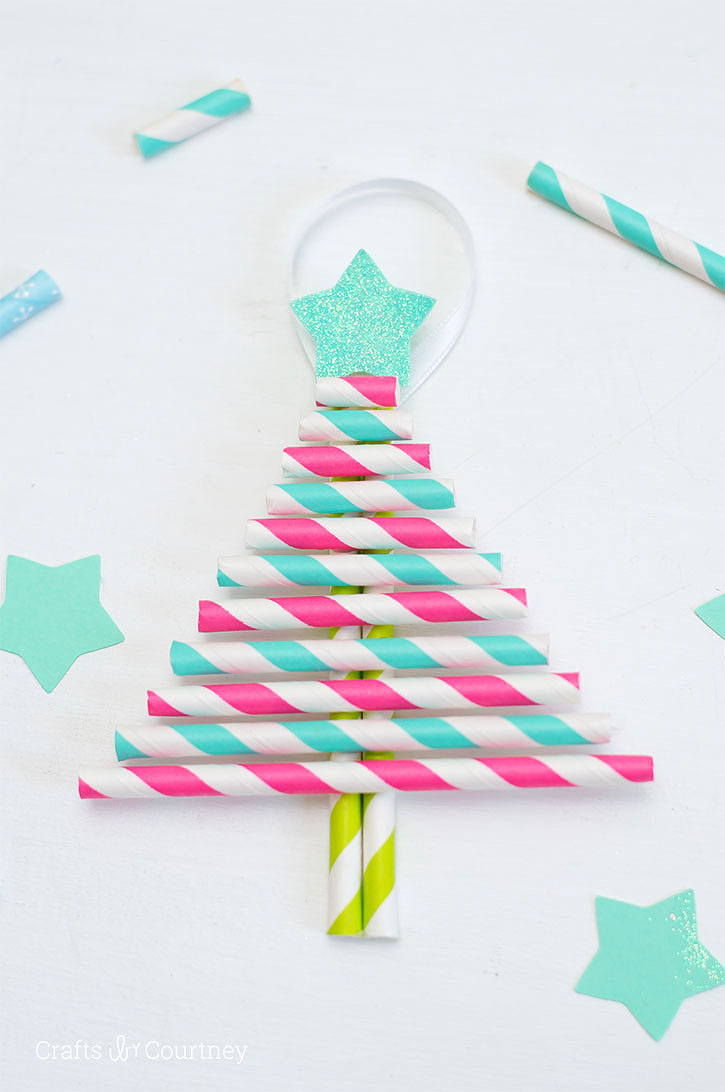 Recycled Straw Christmas Tree Craft - Craft Project Ideas