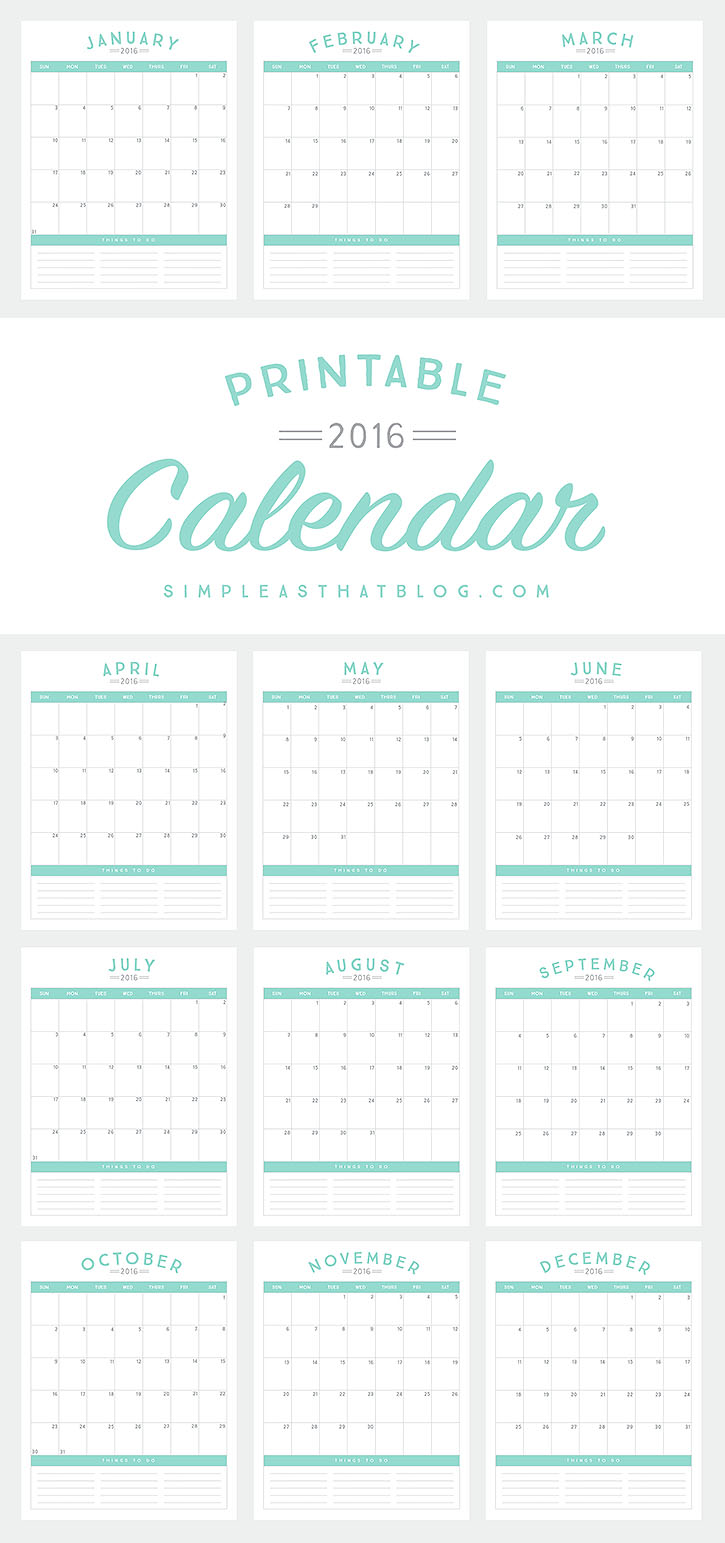 Free Printable 16 Calendar