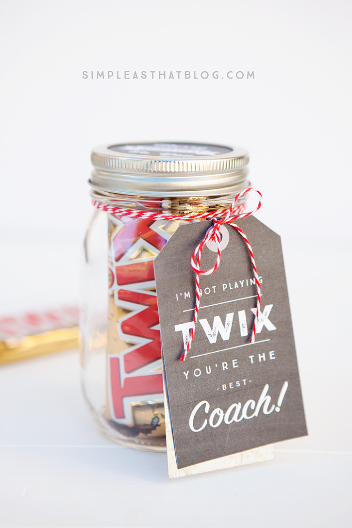 Simple mason jar gift idea for Coach!