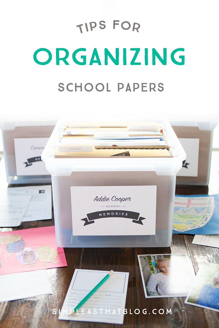 Tame your child's school paper clutter with this simple filing system. Contain their precious school momentos from pre-K through grade 12 all in one place. In the post you'll find a list of supplies, free printable labels and yearly questionnaires to get you started.