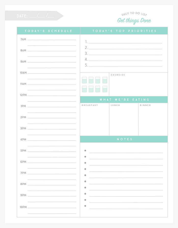 daily todo list template