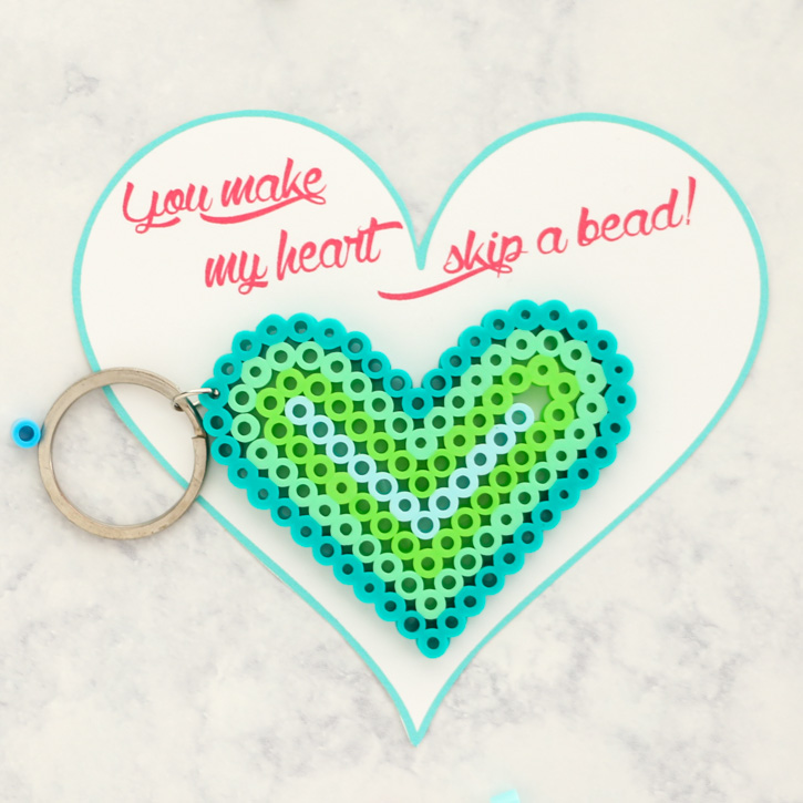 Perler Bead Key Chain Heart Valentines