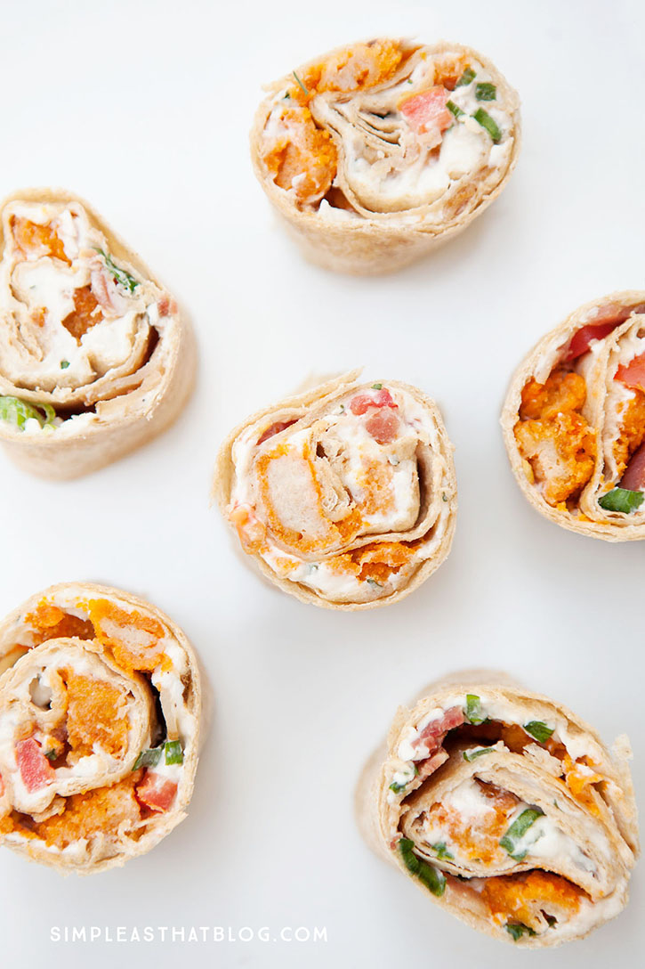 These spicy, whole-wheat tortilla roll-ups are a tasty appetizer for game day! They're quick and easy to put together which means you can spend more time enjoying the big game with friends and family, not in the kitchen!