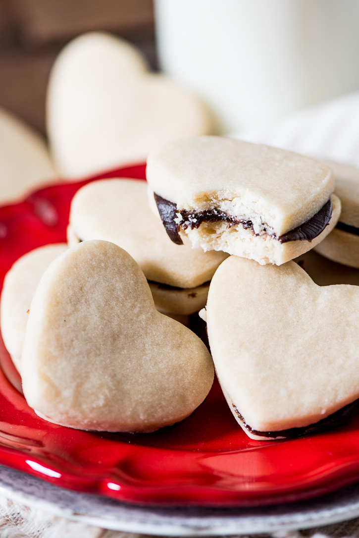 Simple shortbread cookies with a rich, chocolate ganache inside. Egg-free and just 6 ingredients!