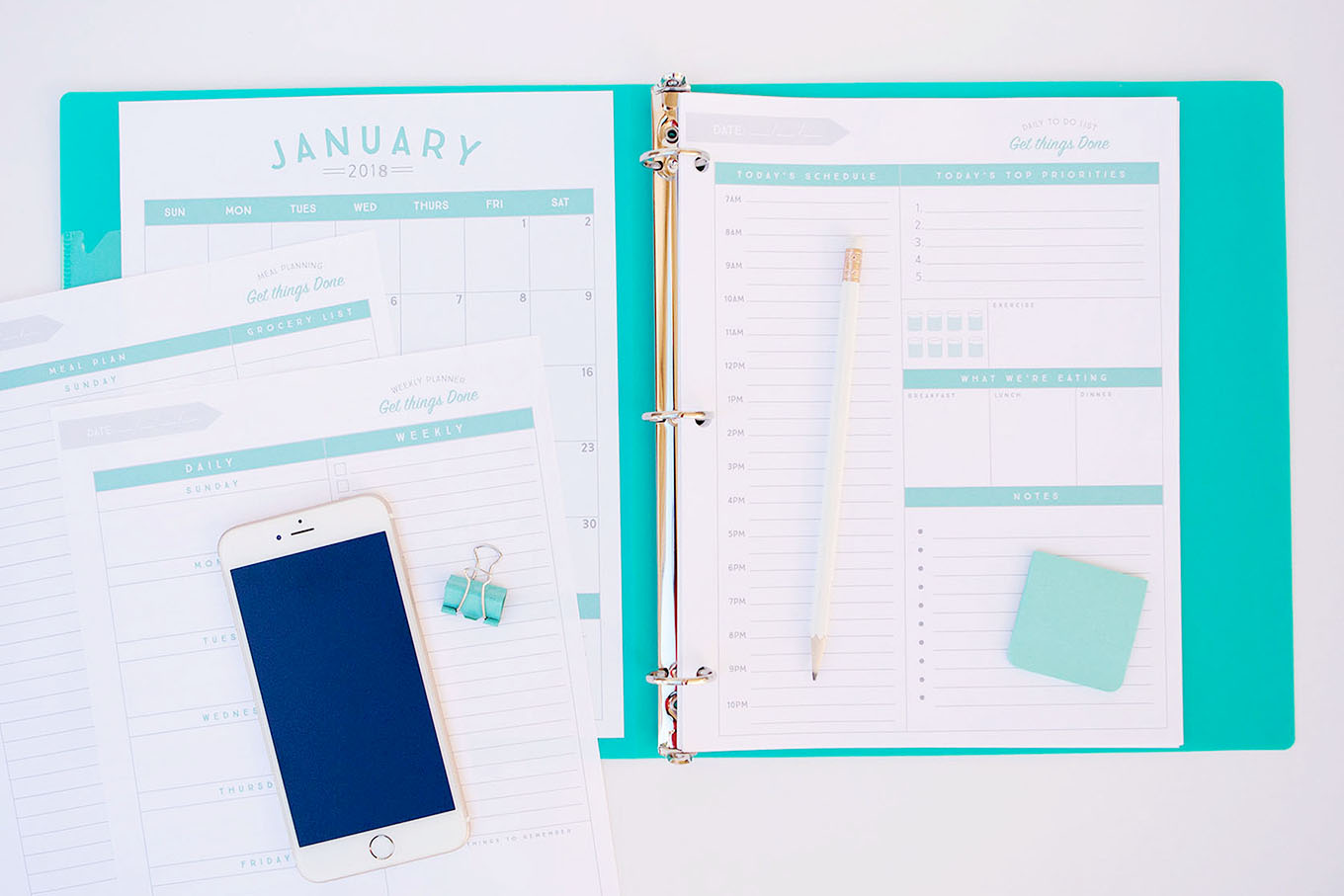 Organizational printables to streamline your to-do lists, your schedule, your meal plans—YOUR LIFE!