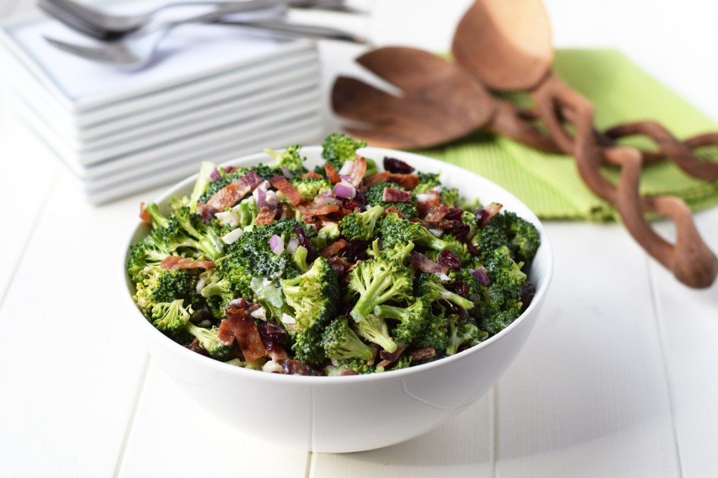 Lightened Broccoli Salad - Your favorite broccoli salad recipe made healthy with greek yogurt and no refined sugar.