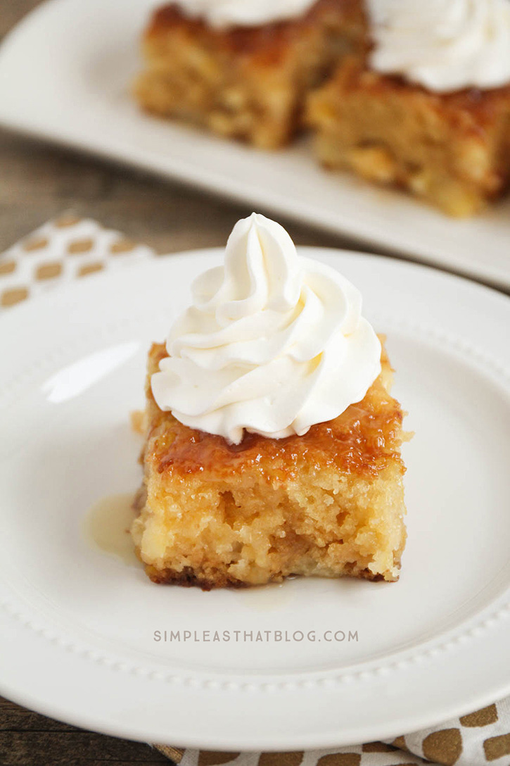 This made from scratch Pineapple Poke Cake is as easy as using a mix and it turns out spongey, moist and delicious every time! It's all the flavors of pineapple upside down cake, made simple and it's sure to be a crowd pleaser!