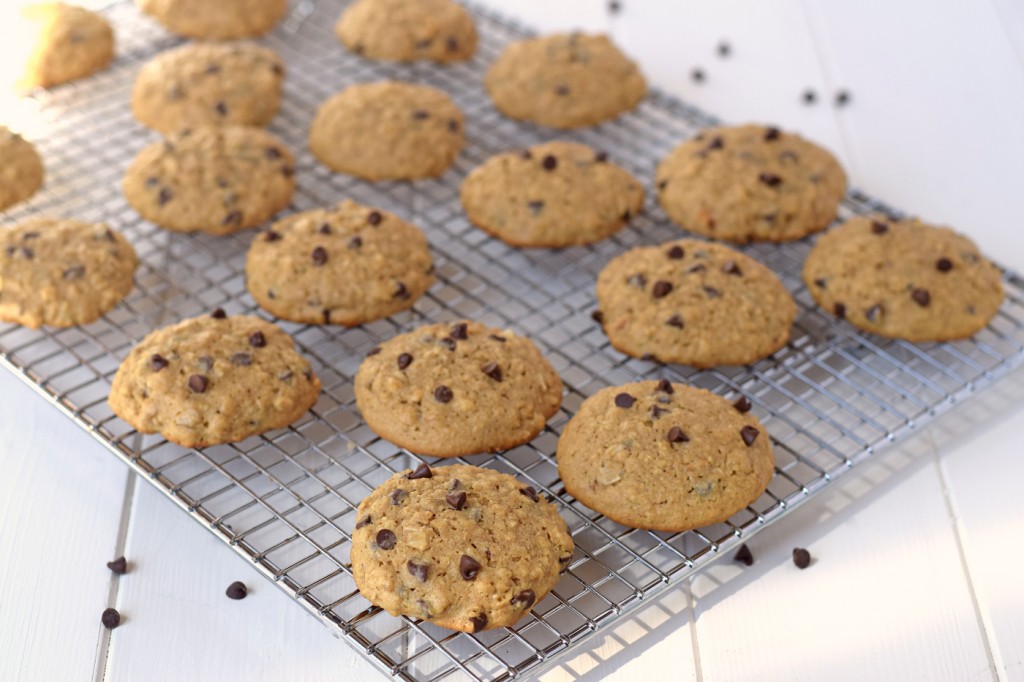 Healthy Oatmeal Chocolate Chip Cookies - Even my kids can't tell these healthy cookies are gluten free and sweetened with honey! It doesn't get better than healthy dessert!