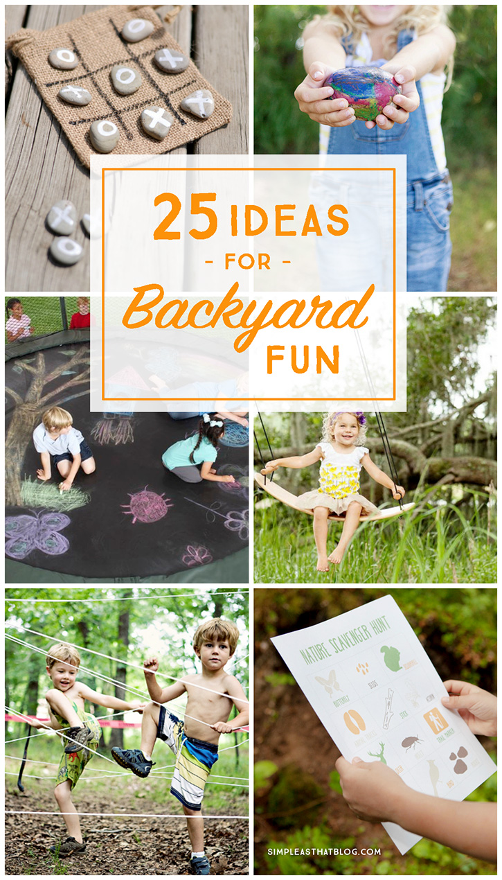 You don't have to look any further than your own backyard for some fun ways to get the kids outdoors this Spring and Summer! Here are 25 exciting and totally doable games and activities that are sure to get your kids off the couch and outside to play!