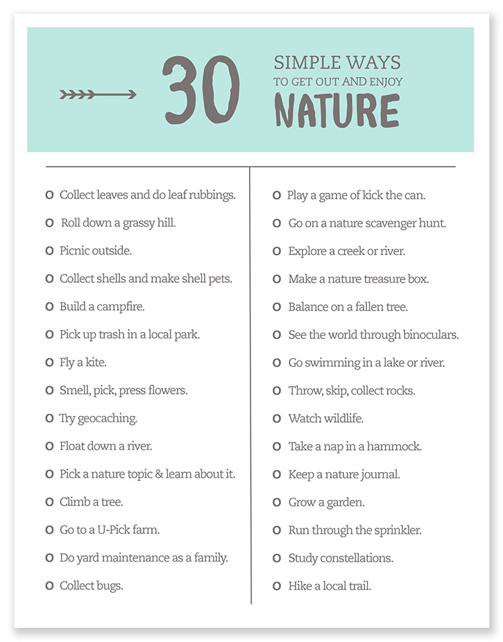 Get out and enjoy nature with your kids this Summer with this printable list!