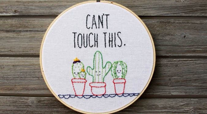 Cute Embroidery Cactus Hoop Art