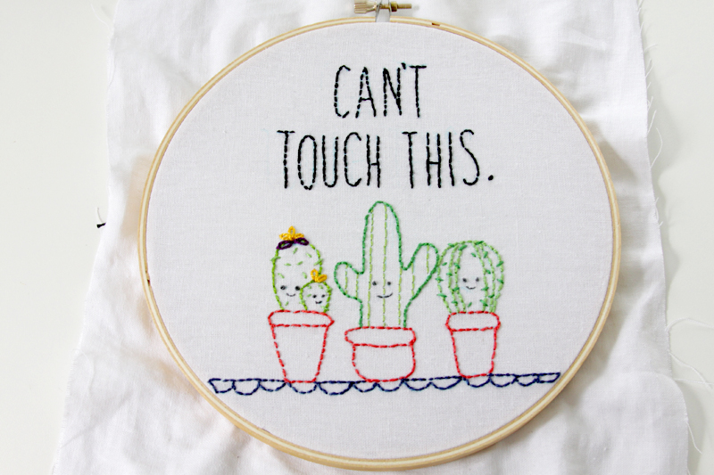 Fun Cactus Embroidery Hoop Art