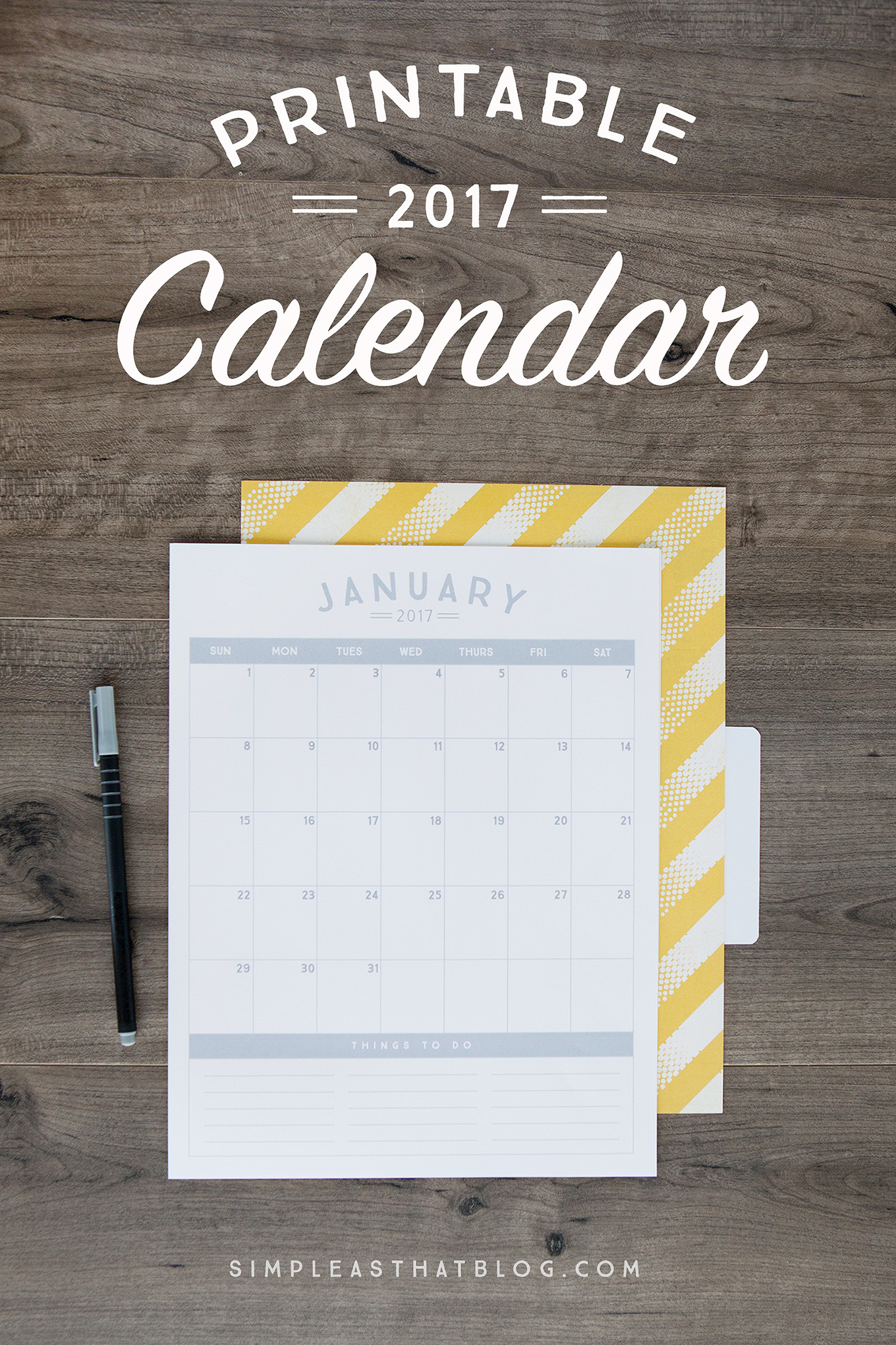 Get organized in the New Year with these 2017 Printable Calendars – available in 6 gorgeous colors!