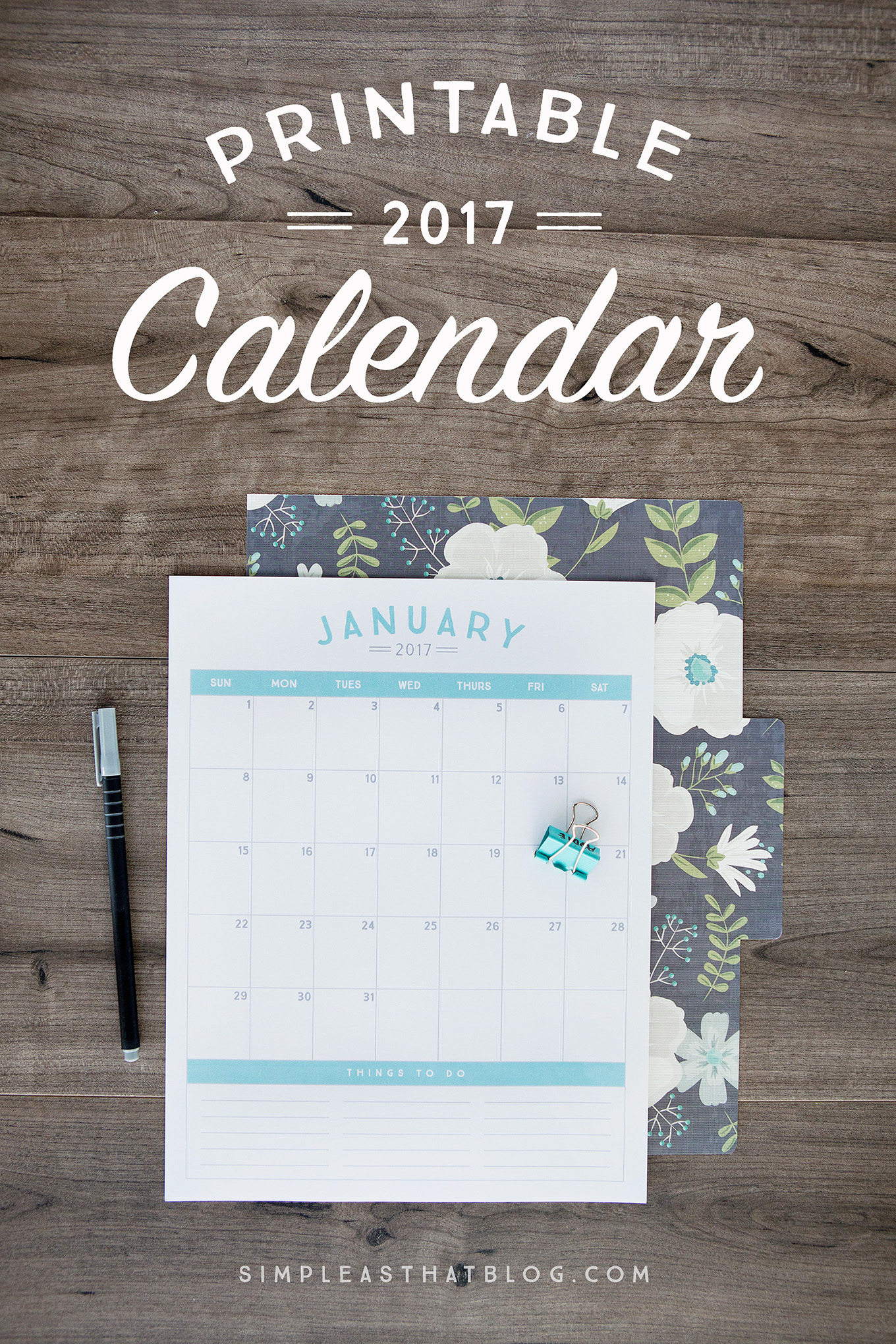 12 Month 2017 Calendar Printable