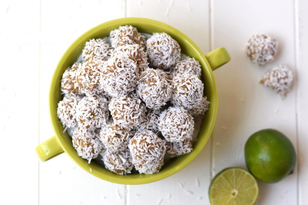 Coconut Lime Energy Bites - These little bites are the perfect snack! Gluten free, made with only four healthy ingredients and no refined sugar!