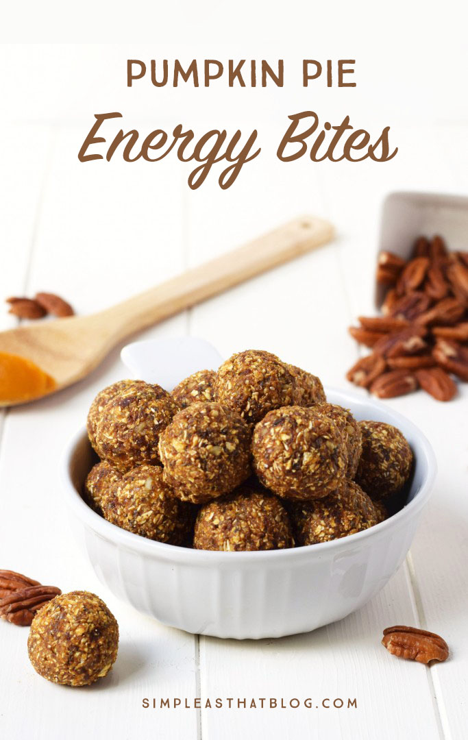 Little bites of pumpkin pie that you can feel good about eating. These energy balls are packed with healthy ingredients that make them the perfect snack that tastes like dessert.