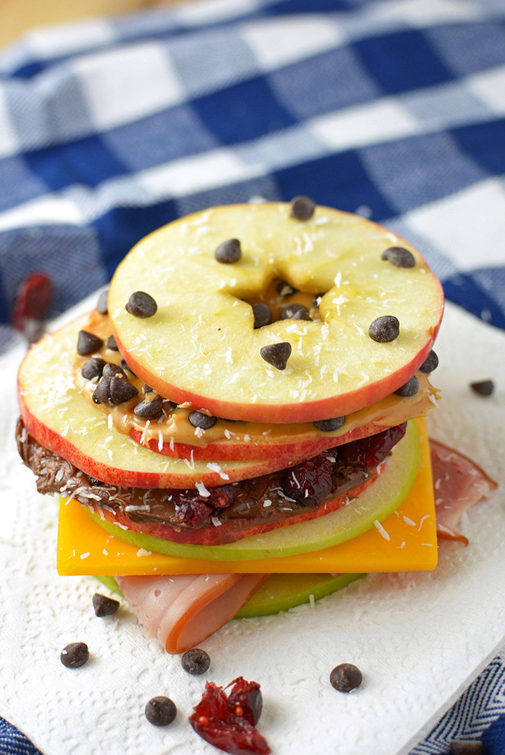 Apple Slice Snack Sandwiches Three Ways