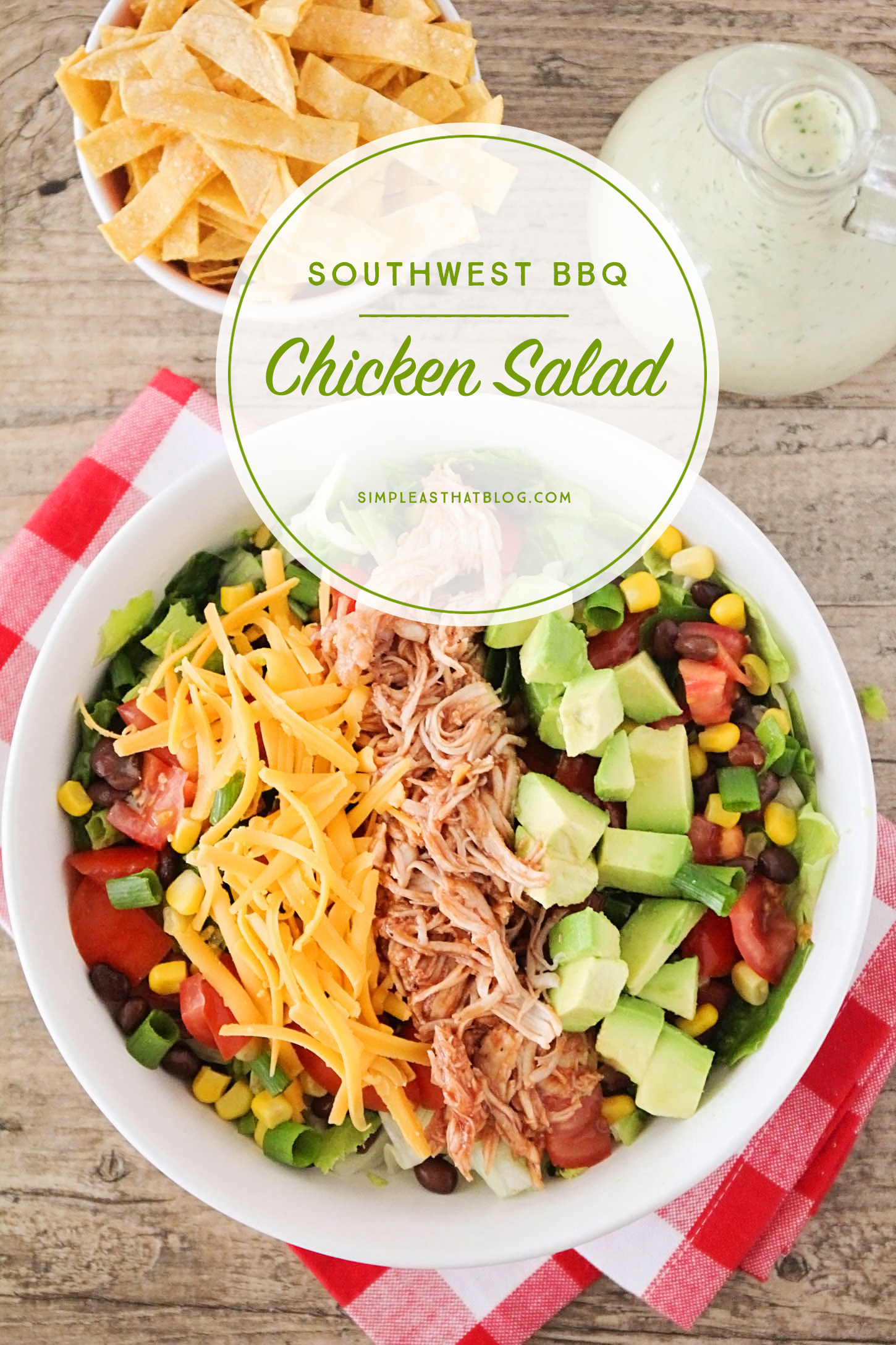 This Southwest BBQ Chicken Salad with Creamy Lime-Cilantro Dressing is a quick dinner option that's full of healthy ingredients and so packed with flavor your family will asking for it again and again!