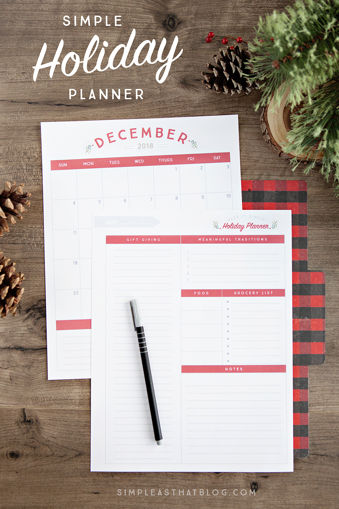 Free Printable Holiday Planner