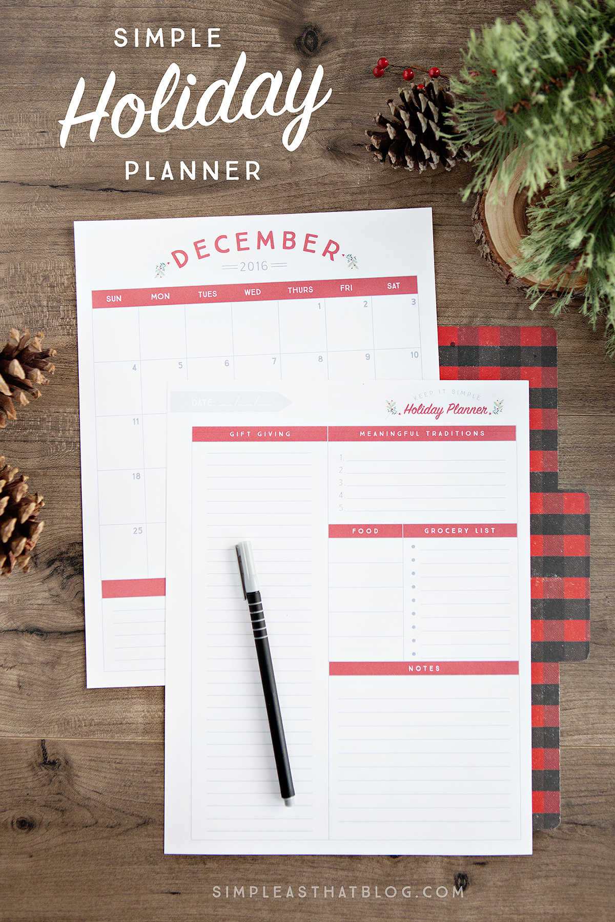 Free Printable Holiday Planner // simpleasthatblog.com