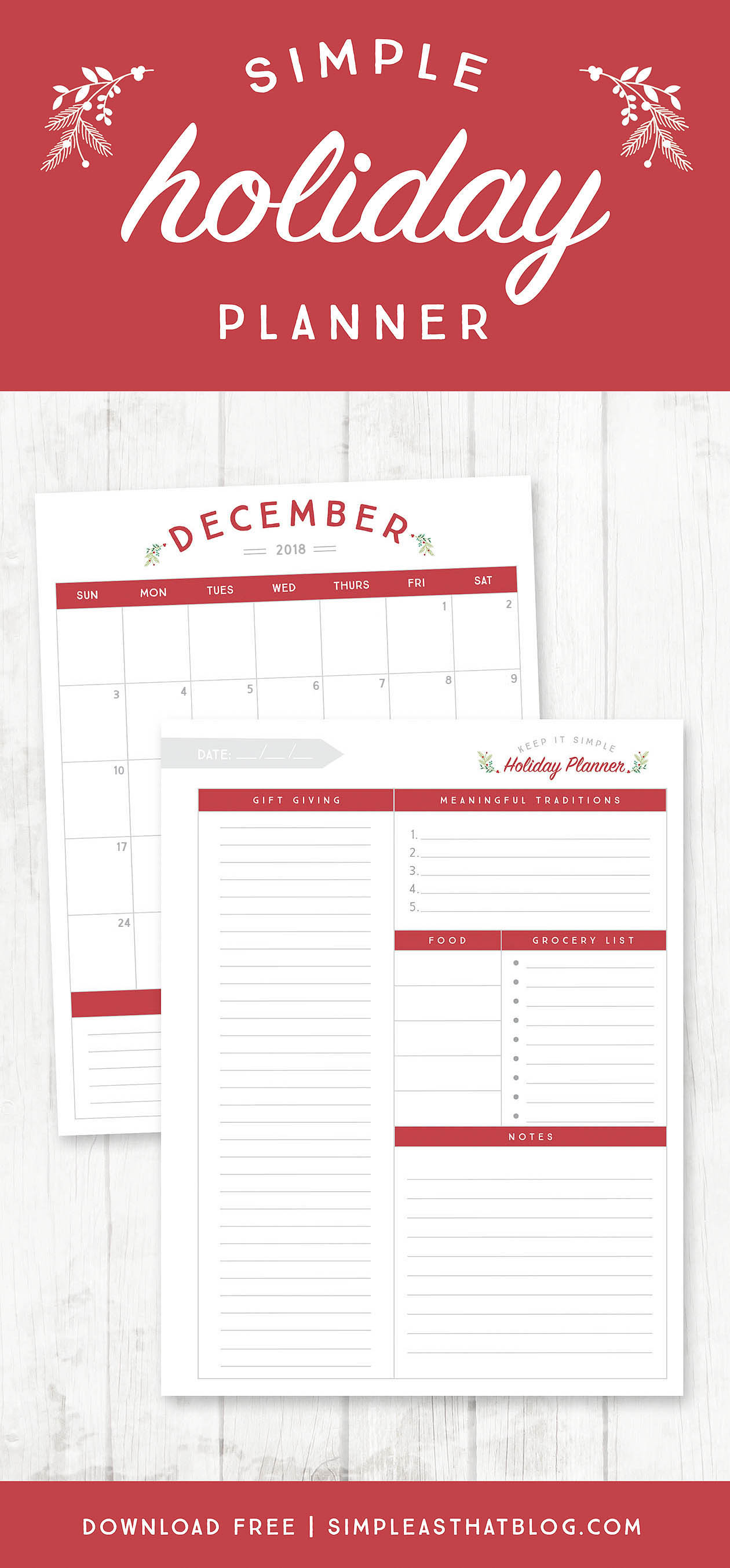 Holiday Planner Printables