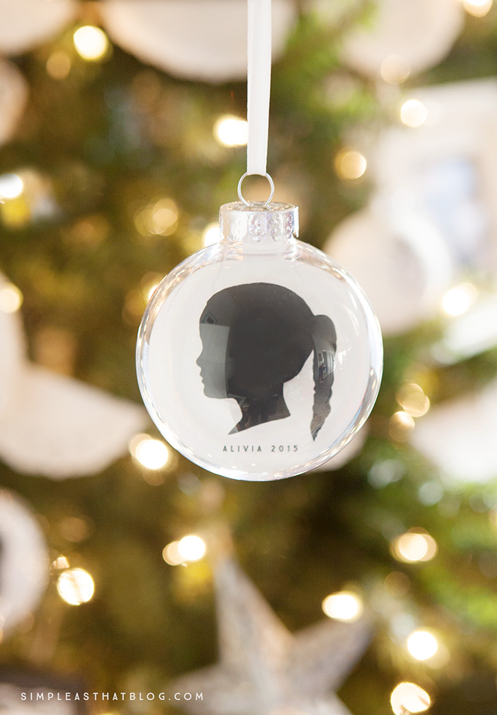 These simple, DIY, silhouette keepsake ornaments may not help you freeze time, but they will at least allow you to capture it—as you display your children’s profiles year after year on your Christmas tree. 