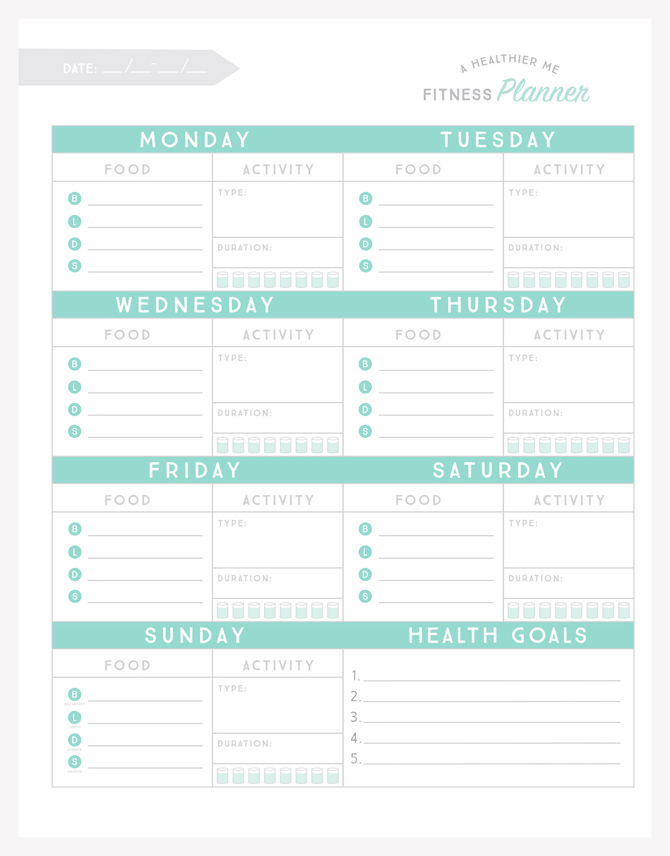 Set yourself up for success and become a healthier "you" with this free printable fitness planner.