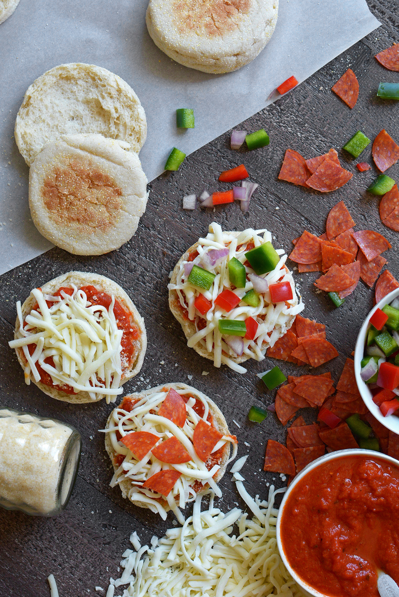 Making English Muffin Mini Pizzas