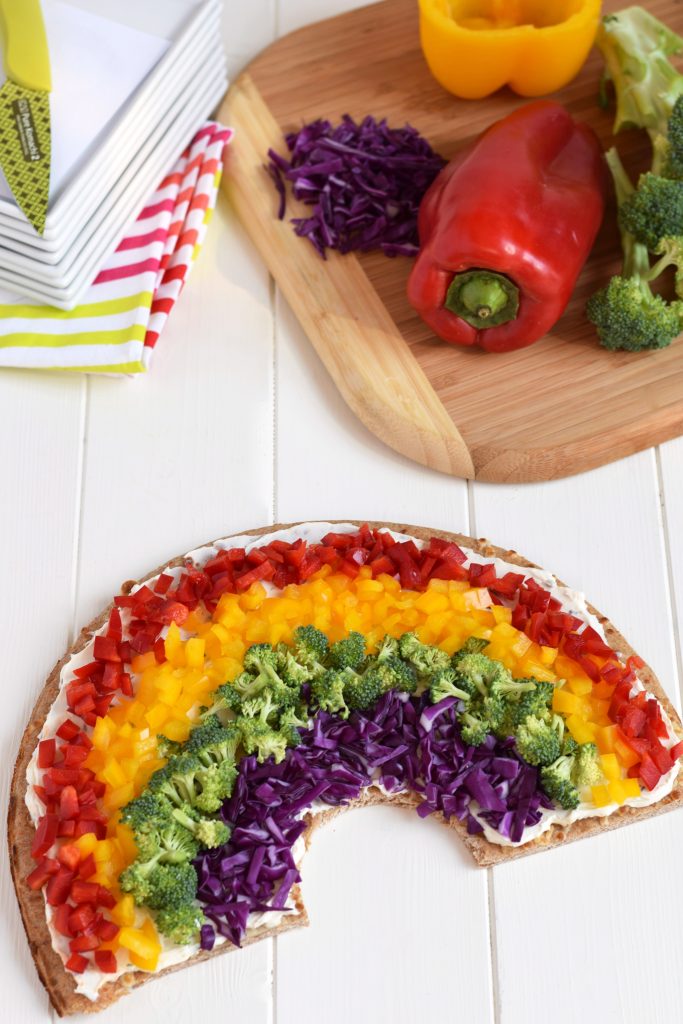 Rainbow Vegetable Pizza - This simple, fresh veggie pizza is the perfect healthy way to celebrate St. Patrick's Day!