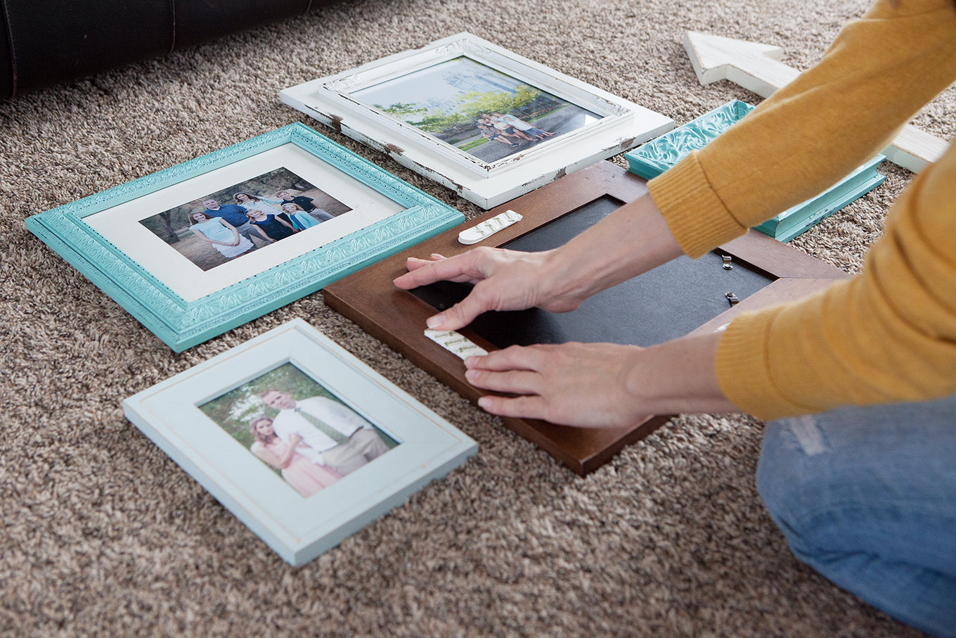 Create a beautiful gallery wall with this no-hassle hanging trick!